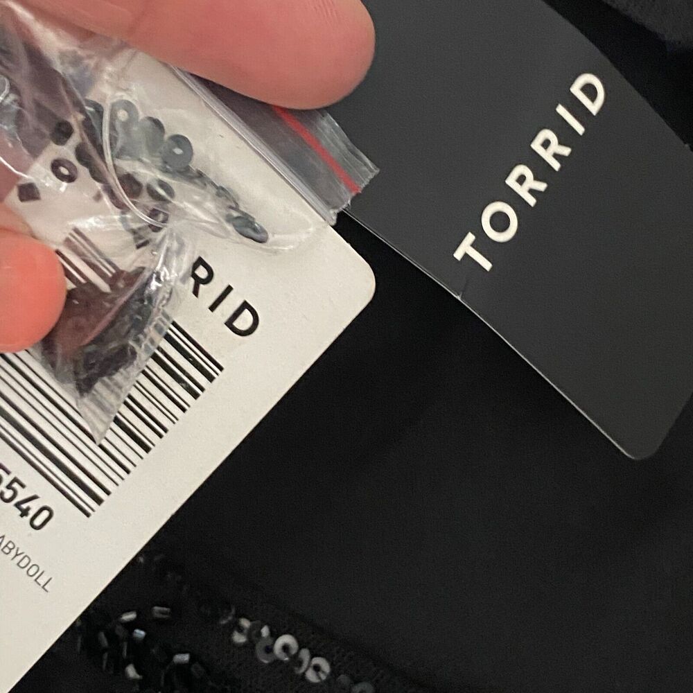 Torrid Women Top 4 Black Beaded Mesh Flutter Sleeve Office Siren Whimsigoth‎ - Picture 10 of 12